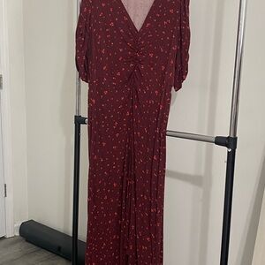 Old Navy Burgundy Floral Maxi Dress